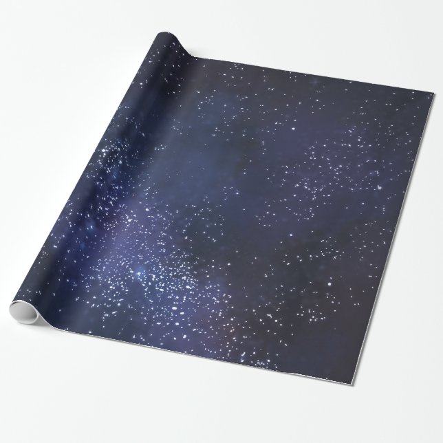 Vita stjärnor och Midnight Blue Presentpapper (Utrullad)