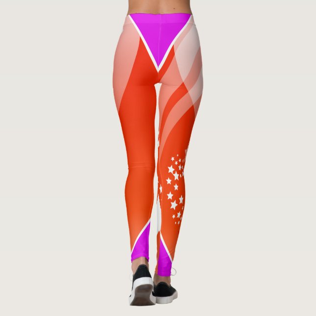 Vita stjärnor och Orange Leggings (Baksida)