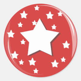 Vita stjärnor över rött runt klistermärke