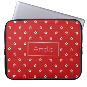 Vita stjärnor på ljusröd Personlig Laptop Fodral