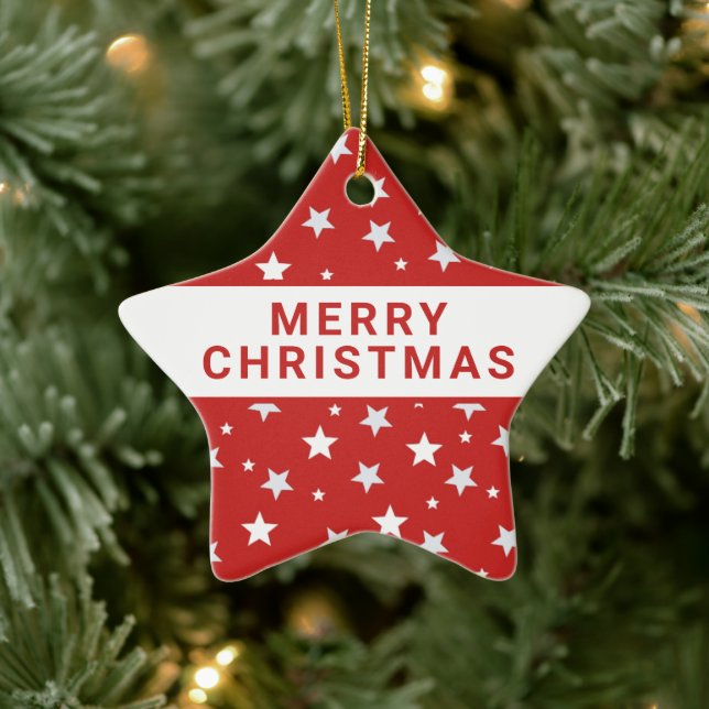 Vita stjärnor på Röda julens Helgdagar Julgransprydnad Keramik (Träd)
