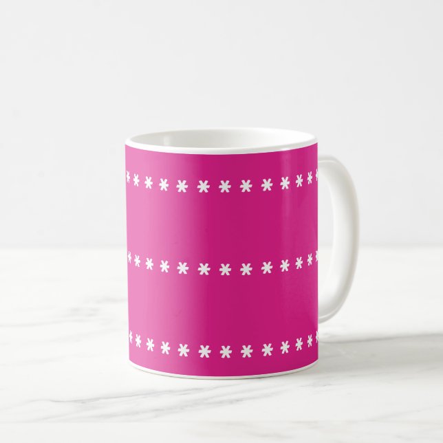 Vita stjärnor på rosans bakgrund kaffemugg (Framsida höger)