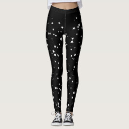 Vita stjärnor på svart baljgods leggings