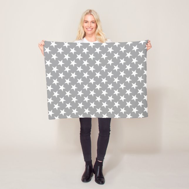 Vita stjärnor, Snyggt Grått Färg Star Design Moder Fleecefilt (På plats)