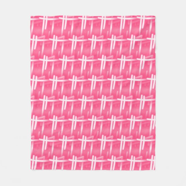 Vita streck på Rosa Fleecefilt (Framsidan)