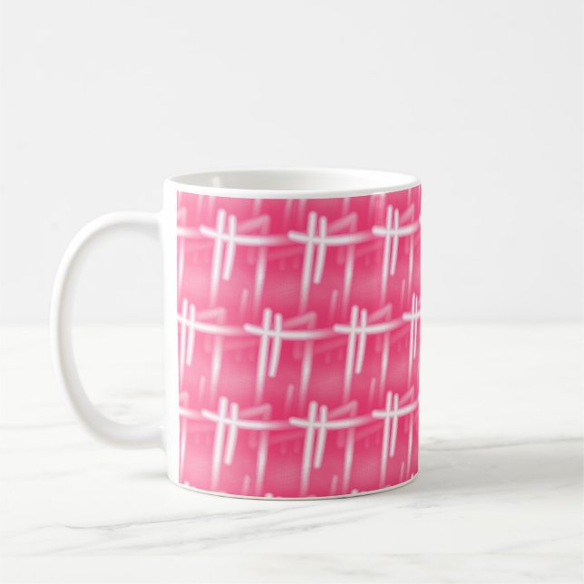 Vita streck på Rosa Kaffemugg (Vänster)