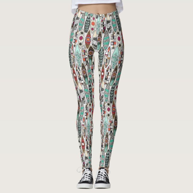 vita surfingbrädor leggings (Framsida)