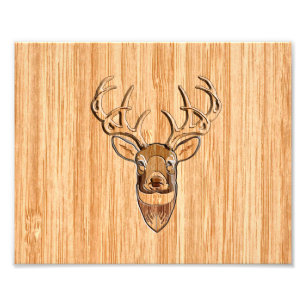 Vita Svan Hjort Wood Grain Stil Graphic Fototryck