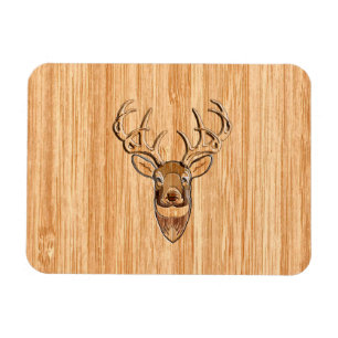 Vita Svan Hjort Wood Grain Stil Graphic Magnet