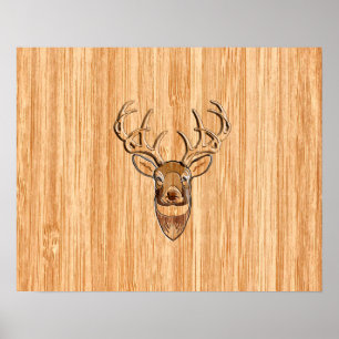 Vita Svan Hjort Wood Grain Stil Graphic Poster
