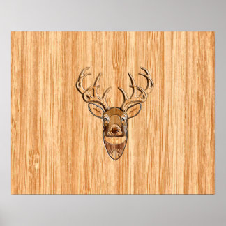Vita Svan Hjort Wood Grain Stil Graphic Poster