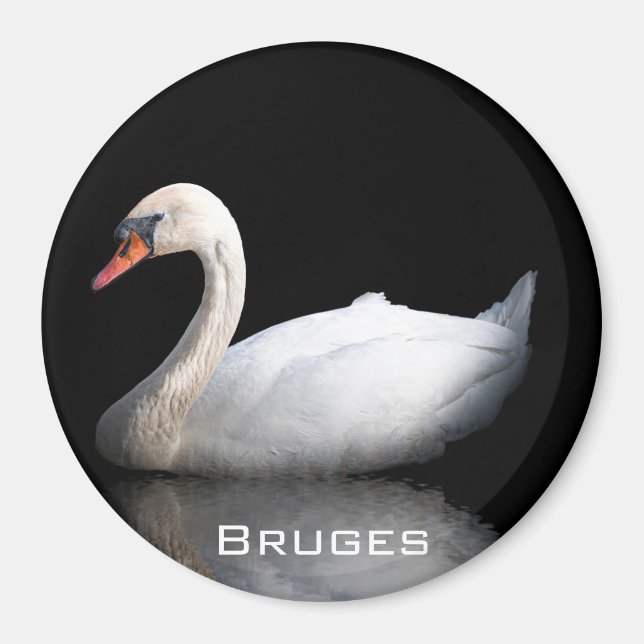 Vita svan på svart magnet (Framsidan)