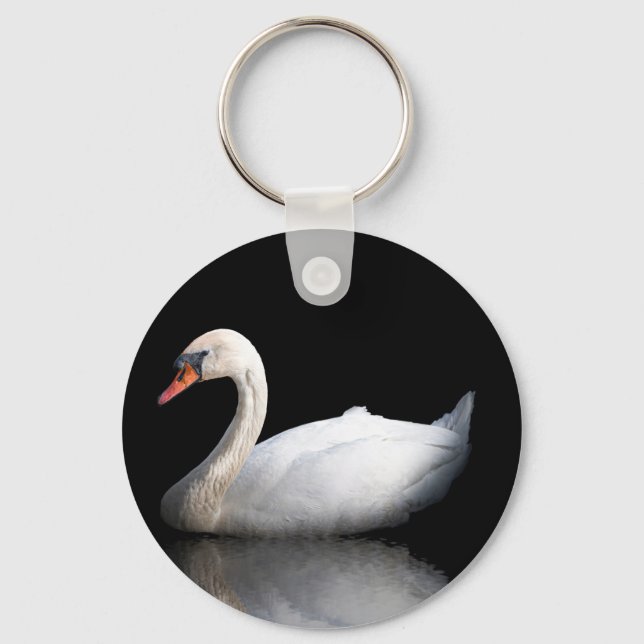 Vita svan på svart nyckelring (Framsida)