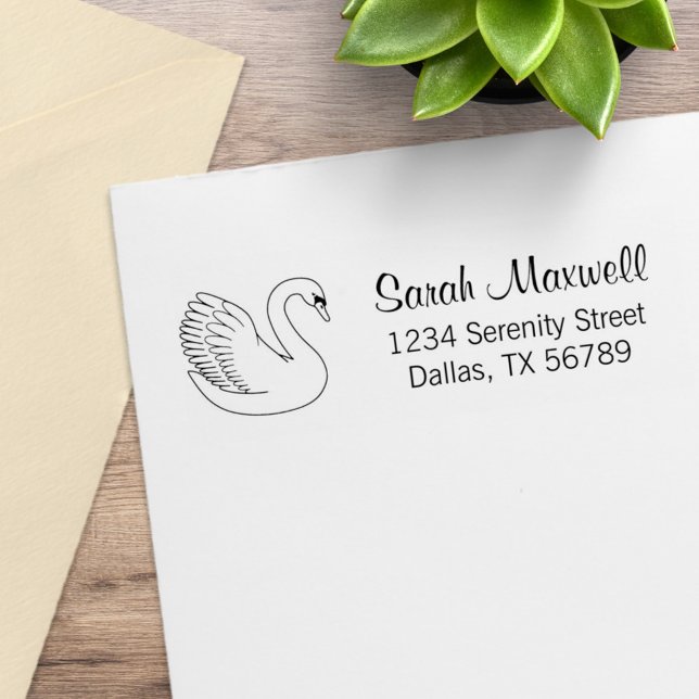 Vita Svan Returadress Stämpel (Skapare uppladdad)