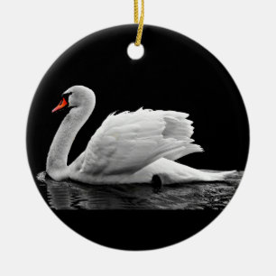 Vita Svan vid Sjö Julgransprydnad Keramik