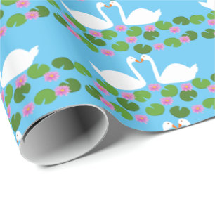 Vita Svanar och Vatten lever Bröllop, mönstrad Presentpapper