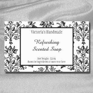 Vita svarta Blommigtar, ändringsbara soap-fästen Rektangulärt Klistermärke