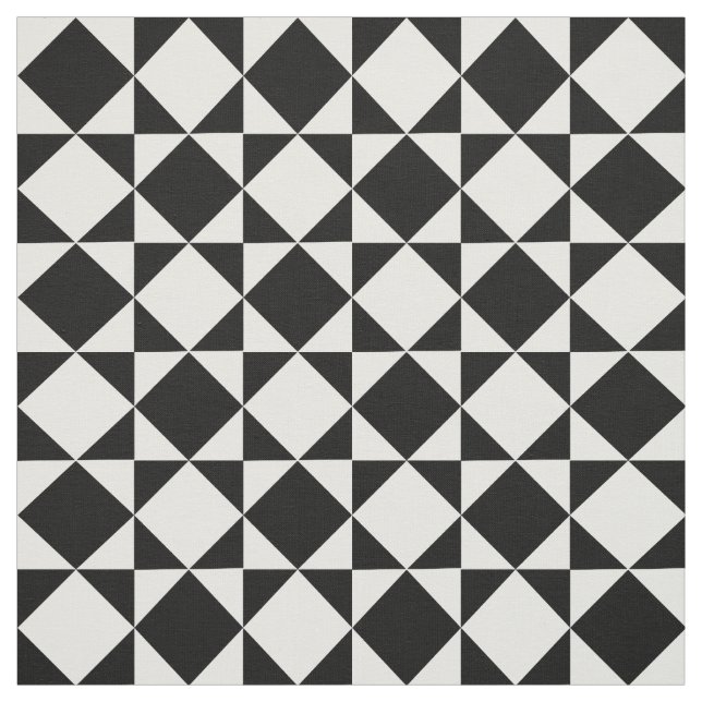 Vita, svarta, fyrkanter Triangles Mönster Tyg (Provkarta)