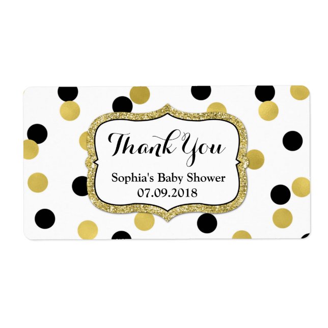 Vita svarta Guld-konfetti-etiketter för babyskor Fraktsedel (Framsidan)