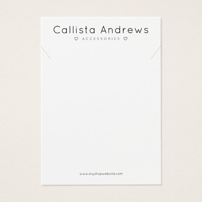 Vita svarta hjärter i enkel Elegant Necklace-Visni Visitkort (Framsidan)