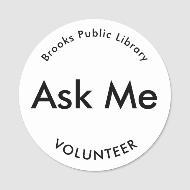 Vita svarta knappar för Volunteers Magnetic Namnbricka (Framsida)