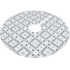 Vita Svarta och Silver Geometric mönster Julgransmatta Borstad Polyester