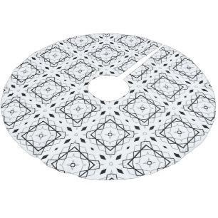 Vita Svarta och Silver Geometric mönster Julgransmatta Borstad Polyester