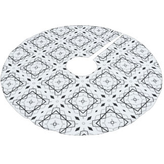 Vita Svarta och Silver Geometric mönster Julgransmatta Borstad Polyester
