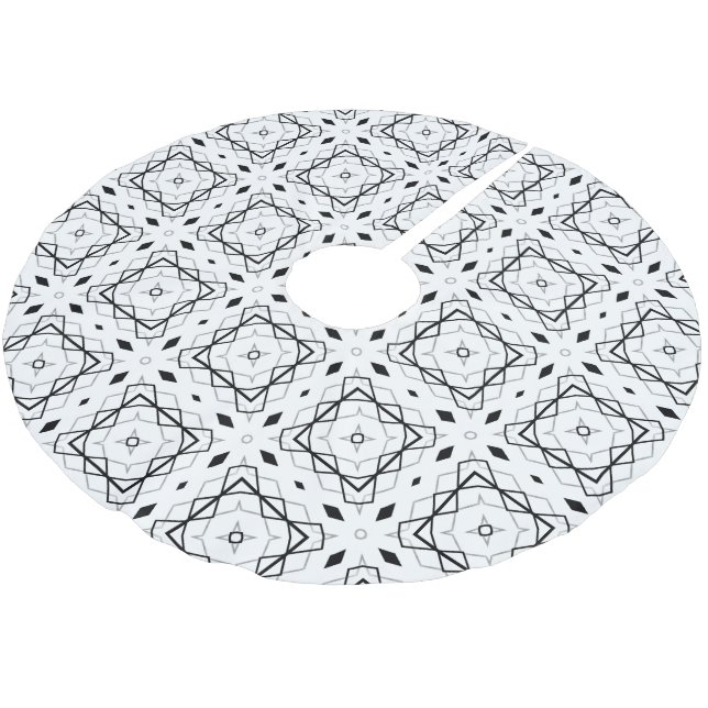 Vita Svarta och Silver Geometric mönster Julgransmatta Borstad Polyester (Vinklad)