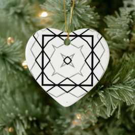Vita Svarta och Silver Geometric mönster Julgransprydnad Keramik