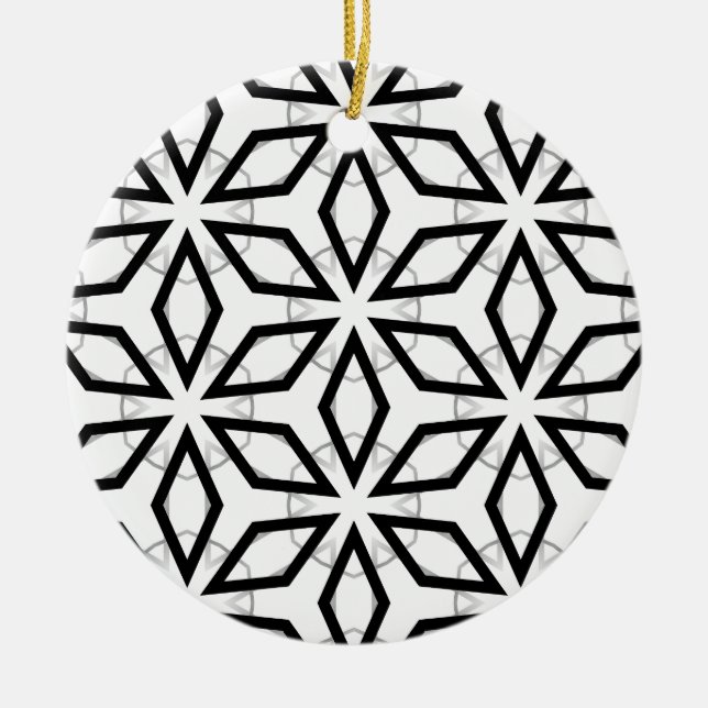 Vita Svarta och Silver Geometric mönster Julgransprydnad Keramik (Framsidan)