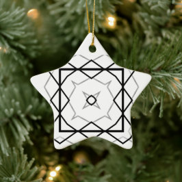 Vita Svarta och Silver Geometric mönster Julgransprydnad Keramik