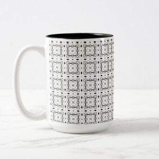 Vita Svarta och Silver Geometric mönster Två-Tonad Mugg