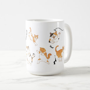 Vita Svarta Orange Lekfulla Katter  Kaffemugg