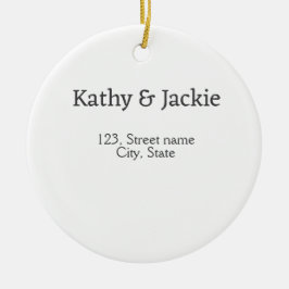 Vita svarta paret namn adress stad enkel julgransprydnad keramik