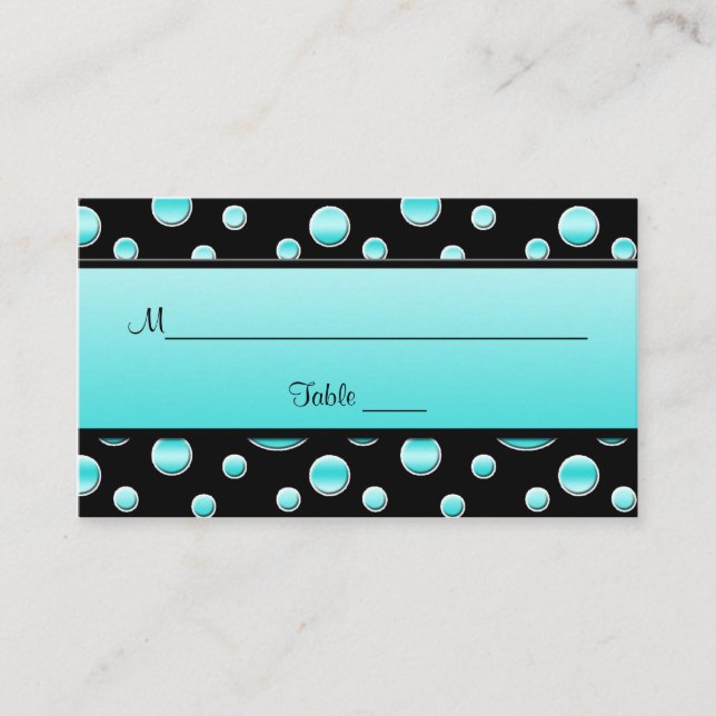 Vita, svarta, vita Polka dots-kort Placeringskort (Framsida)