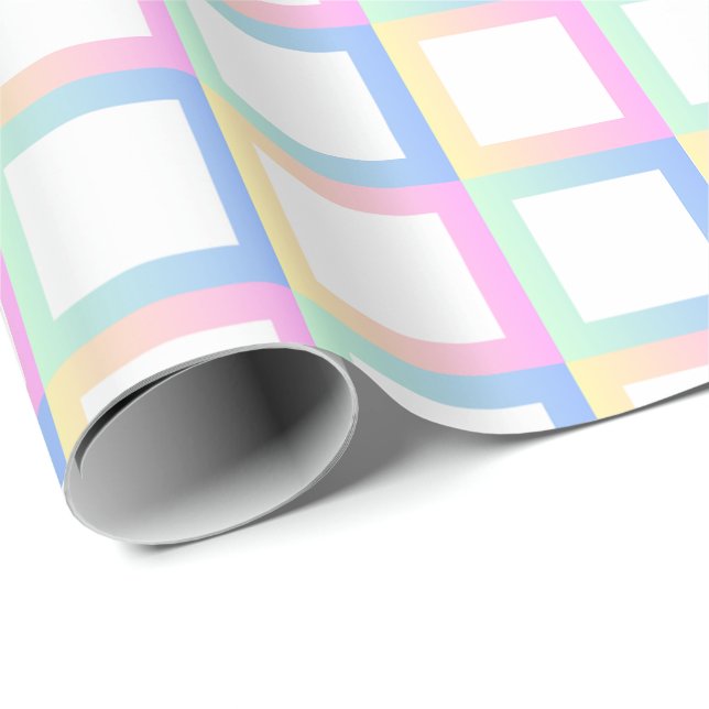 Vita symmetriska rutiga övergångsmönster ramar presentpapper (Rullad Hörn)