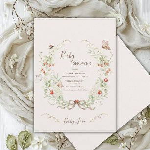 Vita syrenar Whimsical Vintage Baby Shower Inbjudningar