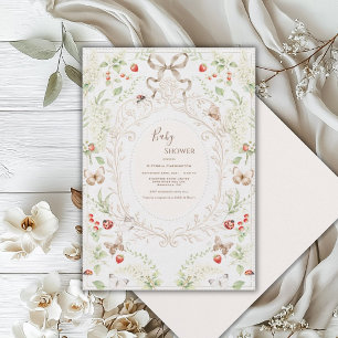 Vita syrenar Whimsical Vintage Baby Shower Inbjudningar