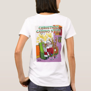 Vita T-shirt-baksidan av julkasino Stil T Shirt