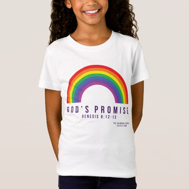 Vita T-Shirt Rainbow Guds löfte (Framsida)