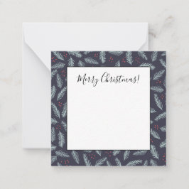 Vita tallgrenar Fjädrar Julkranbär Jul Anteckningskort