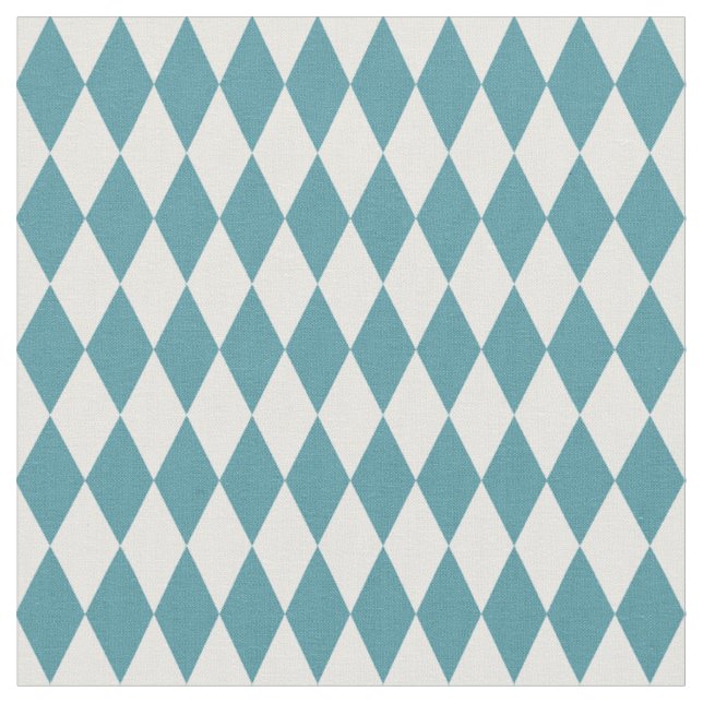 Vita & Teal Harlequin-diamanter Tyg (Närbild)