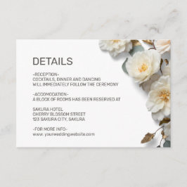 Vita texturerade rosblommor Detaljer Tilläggskort