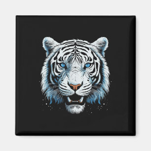 Vita Tiger Blue Ögon Vild katt Animal Magnet