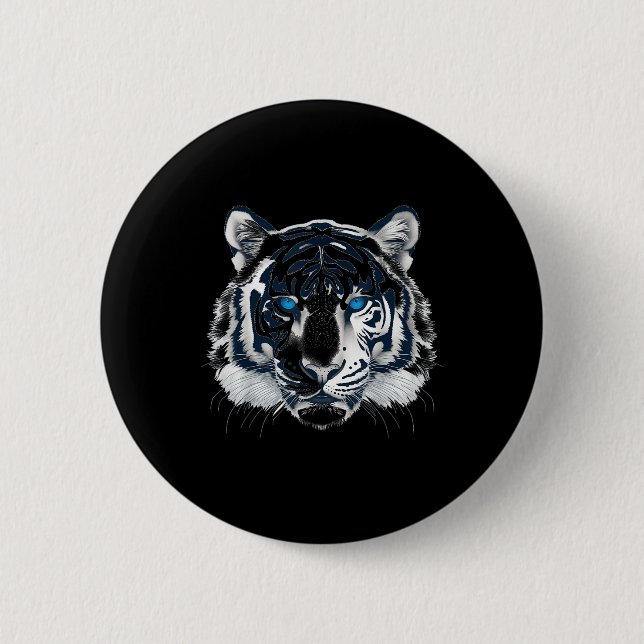 Vita Tiger Blue Ögon Vild katt-djur _1 Knapp (Framsida)