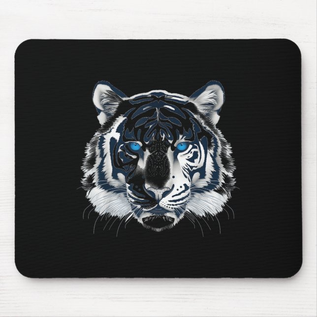 Vita Tiger Blue Ögon Vild katt-djur _1 Musmatta (Framsidan)