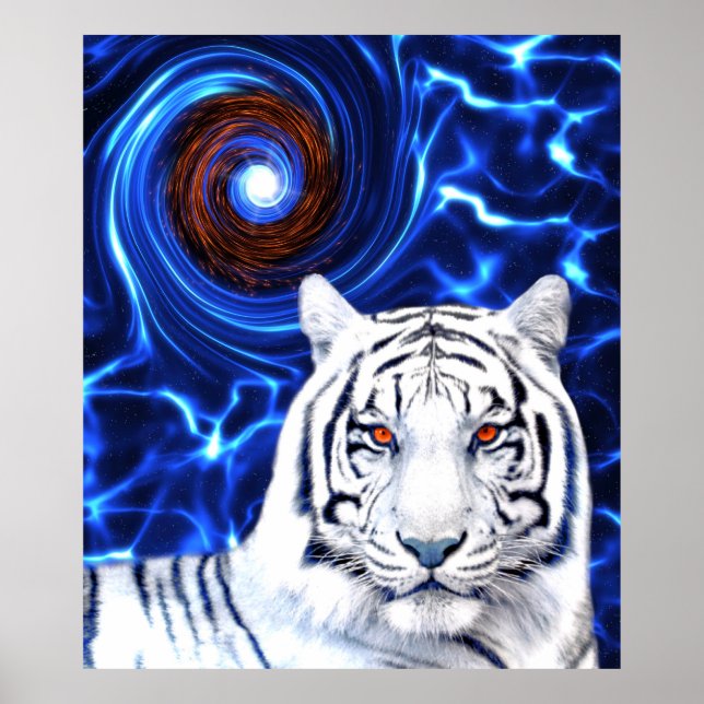 Vita Tiger Spirit Animal Blue Vortex Poster (Framsidan)
