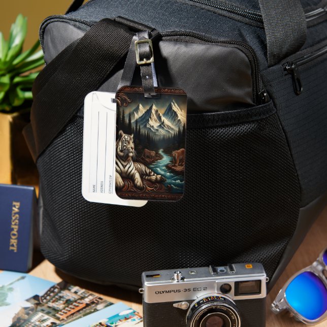 Vita tigerdrömmar om berg bagagebricka (Framsida & Baksida)