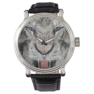 Vita Tigerhuvud Vilda Liv Estetik Armbandsur